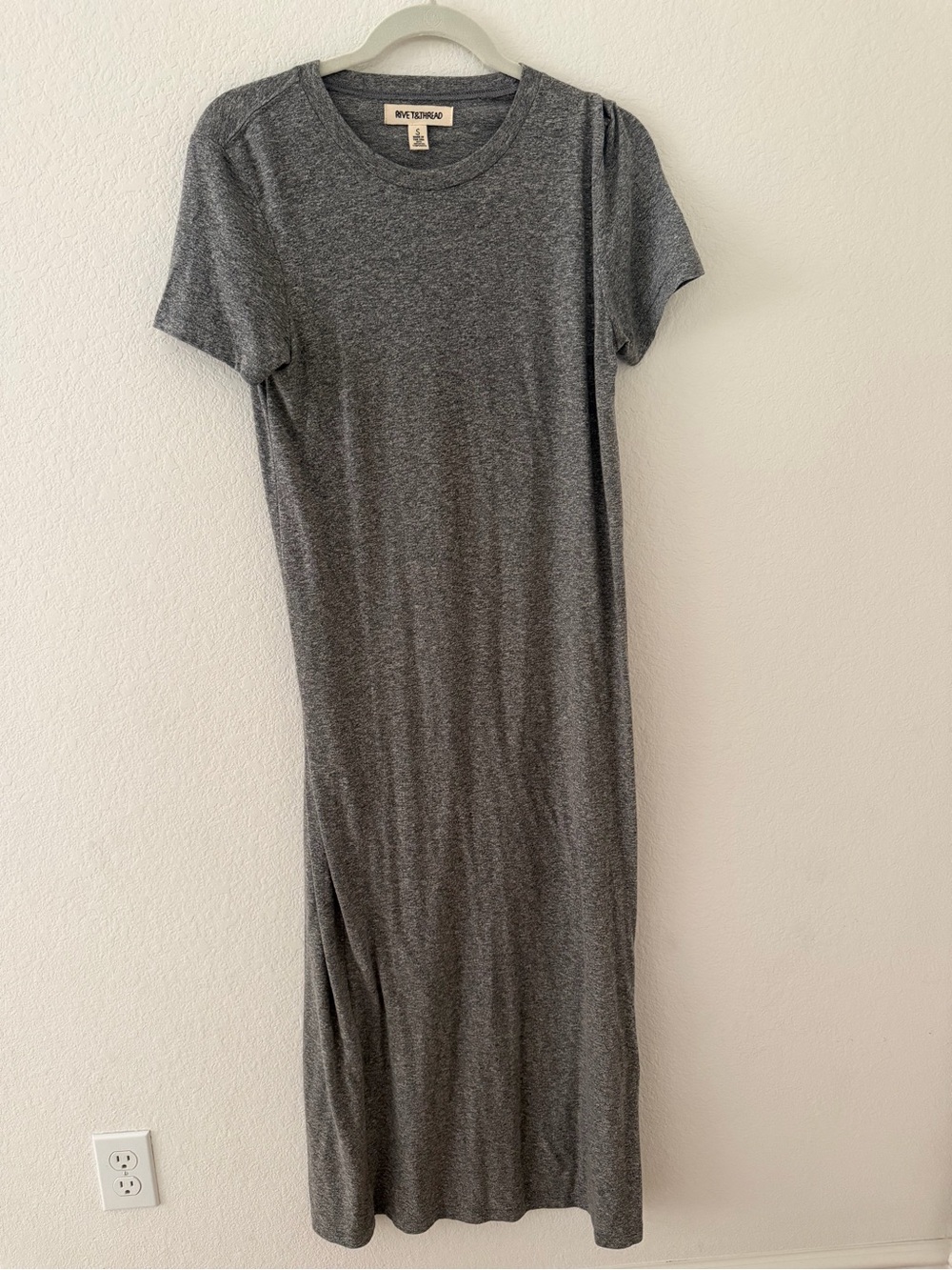 Charcoal Heather Short Sleeve Maxi Dress